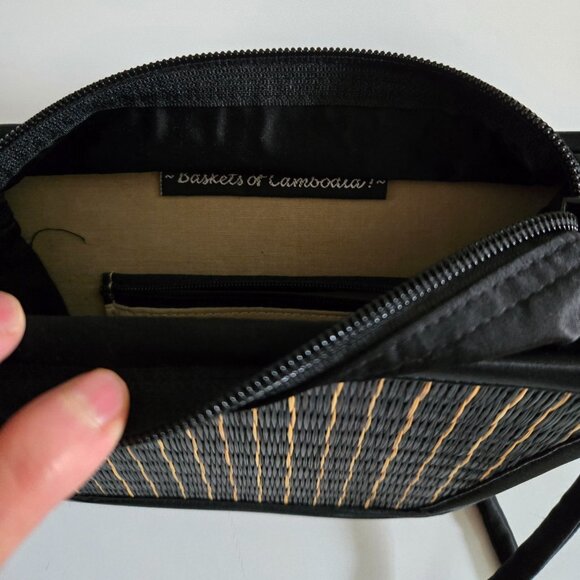 Baskets of Cambodia Black and Tan Crossbody Woven Sustainable Handbag, NWOT - Picture 8 of 9